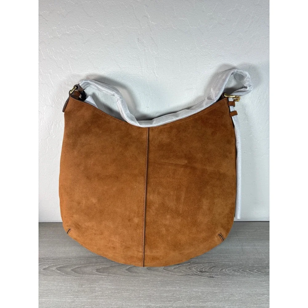 Rebecca Minkoff Suede Leather Hobo Bag in Cinnamon Studded Shoulder Strap